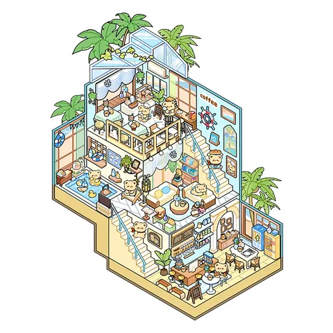 Creative Cartoon 3D Layered Miniature Scene Stickers Cute DIY Handbook Collage Decorative Sticker Set For Kids