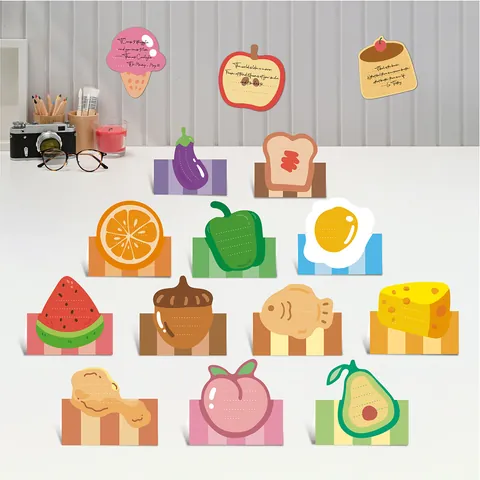 Cartoon Food Shaped Sticky Notes 15 Sheets Set Creative Fruit Vegetable Memo Pads Self-Adhesive Stickers For Office School