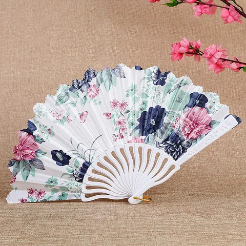 Abanico Plegable Floral De Estilo Chino Vintage Para Mujer Varillas Huecas De Plástico Tela De Seda Abanico De Mano Para Fiesta De Baile Boda Regalo Decorativo