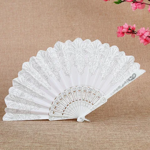 Abanico Plegable Vintage Estilo Español Con Estampado Oro Patrón Floral Encaje Plástico Tela Para Danza Mujer Accesorio Decorativo