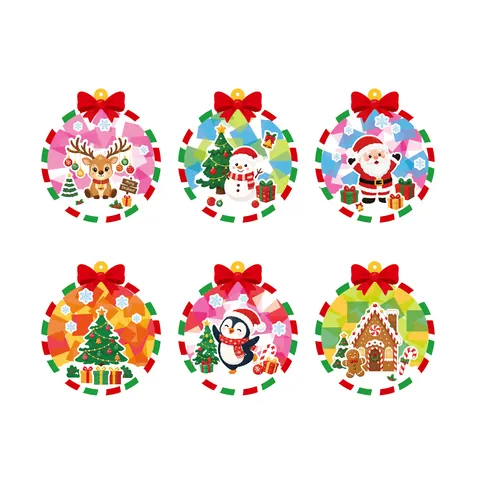 Kinder Weihnachten DIY Papierschnitt Bastelset Cartoon Weihnachtsmann Schneemann Hängende Ornamente Für Klassenzimmer Deko
