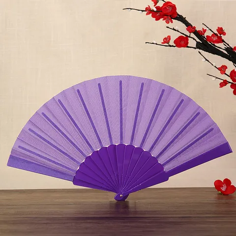 Abanico de Mano Plegable de Plástico de Color Sólido Vintage para Mujer Abanico Decorativo para Accesorios de Boda Fiesta