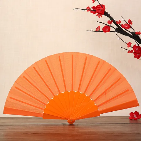 Abanico de Mano Plegable de Plástico de Color Sólido Vintage para Mujer Abanico Decorativo para Accesorios de Boda Fiesta