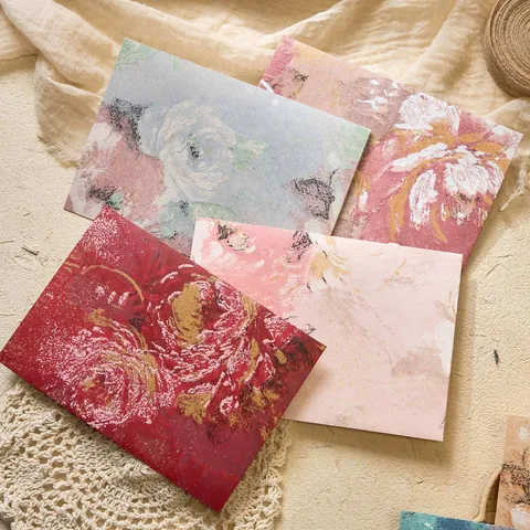 Retro Chinese Style 3D Embossed Floral Envelope Specialty Paper Stationery For Letter Writing Greeting Card Gift Wrap Office