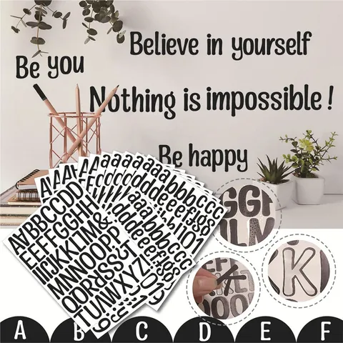 2 Inch Zwarte Alfabet Stickers Vinyl Waterdicht Letter Nummer Decals Voor Brievenbus Muur Klaslokaal DIY Decoratieve Stickers