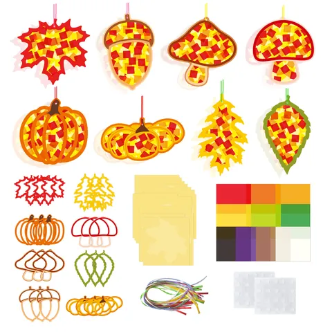 Kit Attrape-soleil DIY Automne Halloween Noël pour Enfants Décoration Fenêtre Citrouille Feuille d'Érable Père Noël Artisanat