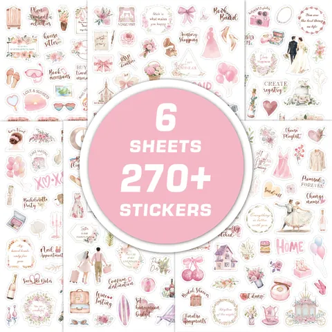 Romantic Wedding Planner Stickers For Scrapbooking Decorative Watercolor Floral Labels For DIY Journaling Invitation Stationery Supplies