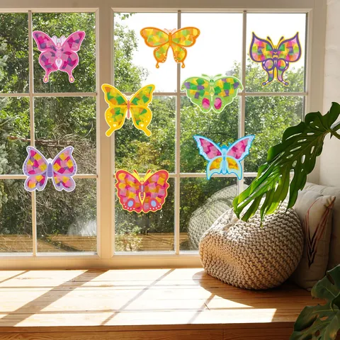 DIY Fenster Sonnenfänger Set Für Kinder Schmetterling Prinzessin Papier Bastelset Handgefertigter Sonnenfänger Für Fenster Deko