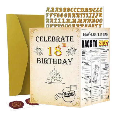 Retro Geburtstag Grußkarte Zurück In Den Zeitungsstil Jubiläumskarte Mit Gold Umschlag Und DIY Glitzer Aufklebern Für Damen Herren Geburtstagsparty Deko