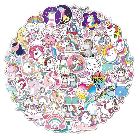Süße Einhorn Und Tier Aufkleber Wasserdichte PVC Aufkleber Koffer Skateboard Gitarre Planer Laptop Kinder Cartoon Dekoration