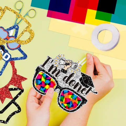 DIY Abschluss Schulanfang Fenster Suncatcher Kunst Set Buntglas Effekt Papierschneide Handwerk Für Klassenzimmer Kinder Deko