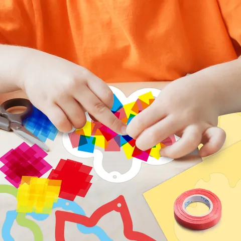 Παιδικό DIY Κιτ Suncatcher Διακόσμηση Παραθύρου Γεωμετρικό Χαρτί Χειροποίητα Είδη Χειροτεχνίας για Τάξη Πάρτι Εποχιακή Διακόσμηση Σπιτιού