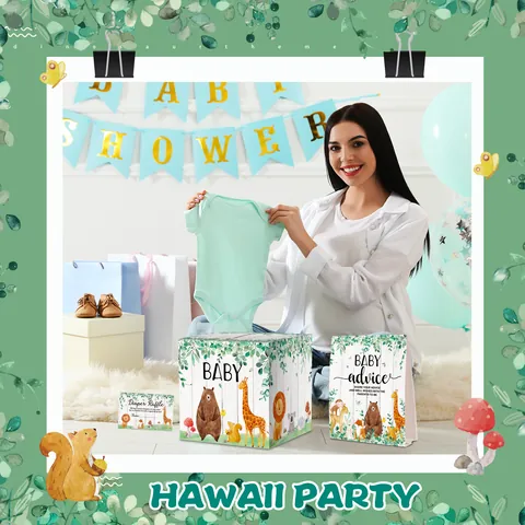Waldtier Baby Shower Beratung Karte Windel Tombola Karte Und Abstimmung Behälter Für Neugeborene Geburtstag Party Dekoration