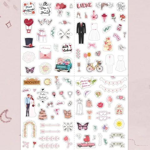 Wedding Planner Stickers Ins Style Romantic German English Wedding Decoration DIY Scrapbooking Stickers For Engagement Journal Decoration