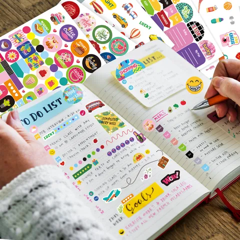 Autocollants de Planificateur DIY Multicolores Icônes de Calendrier Travail Budget Étiquettes Vacances Scrapbooking Accessoire Papeterie Autocollants Décoratifs