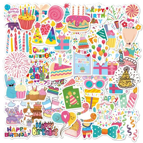 Cartoon Geburtstagstorte Aufkleber Wasserdicht PVC Vinyl Sticker Für Party Deko Kinder Scrapbooking Laptop Gepäck DIY Dekor