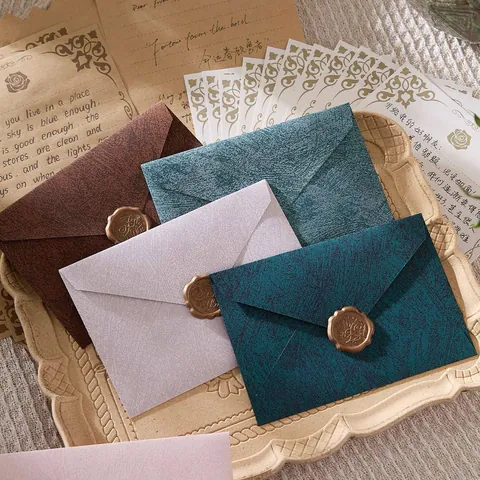 Retro Chinese Style Tree Texture Envelope Letter Paper Set Specialty Paper With Wax Seals For Birthday Wedding Invitation Gift