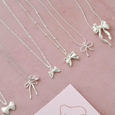 925 Sterlingsilber Schleife Künstliche Perle Anhänger Halskette Minimalistisch Süß Herz Strass Schlüsselbein Kette Schmuck Für Damen