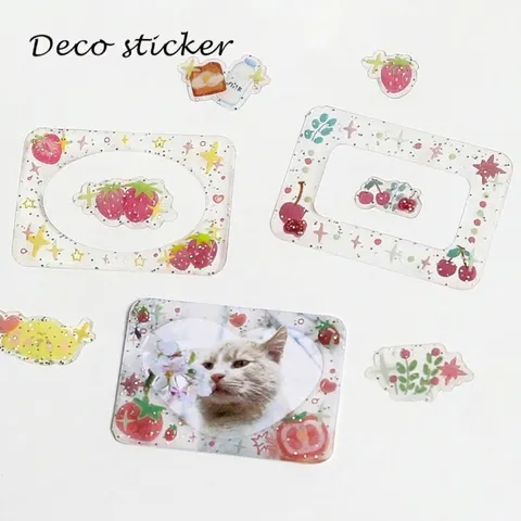 Cute Salt Style 3D Epoxy Photo Frame DIY Journaling Stickers Glitter PET Material Decor Decals For Scrapbooking Phone Case Decoration