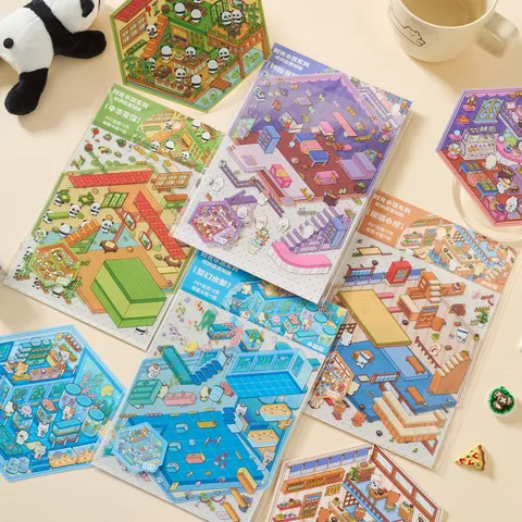 Miniatur 3D Szenerie PET Aufkleber Zeit Kabine Serie Gelaagde DIY Scrapbooking Aufkleber Für Kinder Kreative Handwerk Decals