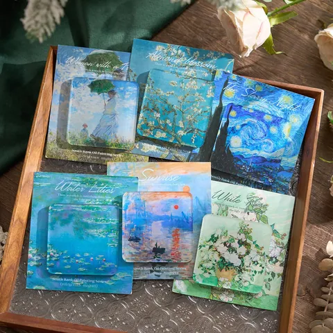 Famous Art Oil Painting Acrylic Refrigerator Magnet Van Gogh Starry Night Monet Water Lilies Magnetic Fridge Sticker Decor Gift