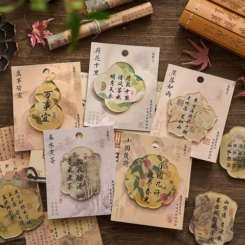 Traditionele Chinese Stijl Onregelmatige Acryl Kühlschrankmagnet Klassieke Landschap Kalligrafie Poëzie Huis Keuken Bord Decor Magnetische Sticker