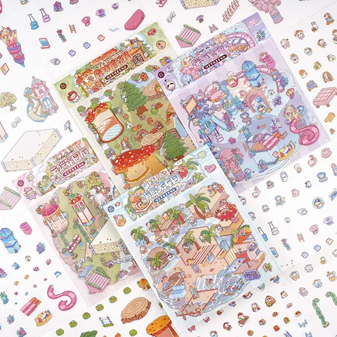 3D Miniaturszene Katze Verträumte DIY Aufkleber PET Papier Dekorative Szenerie Scrapbooking Aufkleber Für Journal Deko