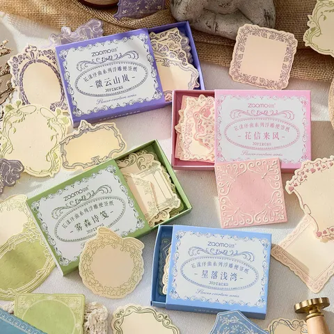 Vintage Specialty Paper Letterpress Embossed Memo Paper Decorative European Border Flowers Journal Scrapbooking Material Paper