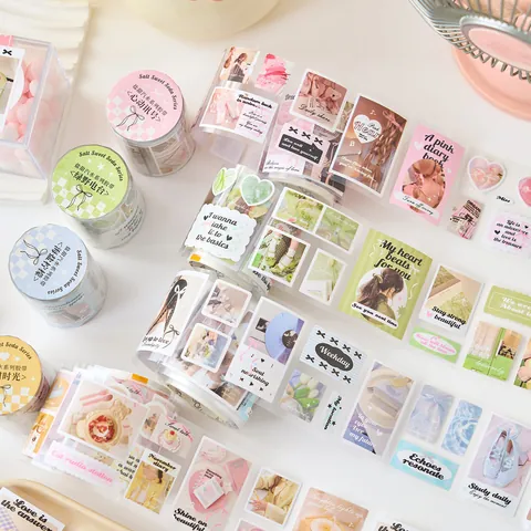 Korean Ins Style Salt Sweet Soda Series Decorative Tape Copperplate Paper Scrapbooking Stickers For DIY Hand Account Art