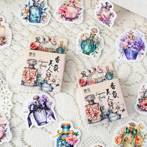 Vintage Botanical Fragrance Beauty Fruit Oil Painting Boxed Stickers For DIY Scrapbooking Journaling Phone Case Labels