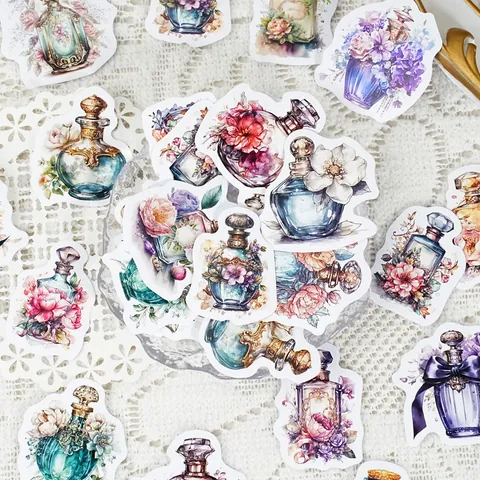 Vintage Botanical Fragrance Beauty Fruit Oil Painting Boxed Stickers For DIY Scrapbooking Journaling Phone Case Labels