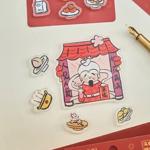 Chinesisches Neujahr Acryl Kühlschrankmagnet Karikatur Glücksgott Magnetischer Kühlschrankaufkleber Hausdekoration Urlaubsgeschenk