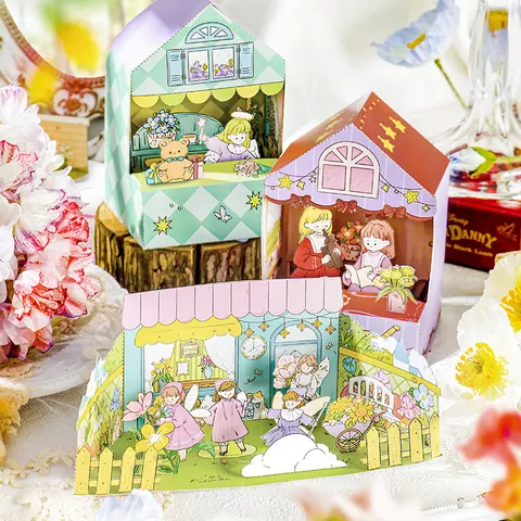 DIY 3D Papiermodell Haus Bausatz Dora's Wunderland Serie Miniatur Lebensmittelladen Bäckerei Garten Chorus Handwerk Puzzle Spielzeug für Studenten