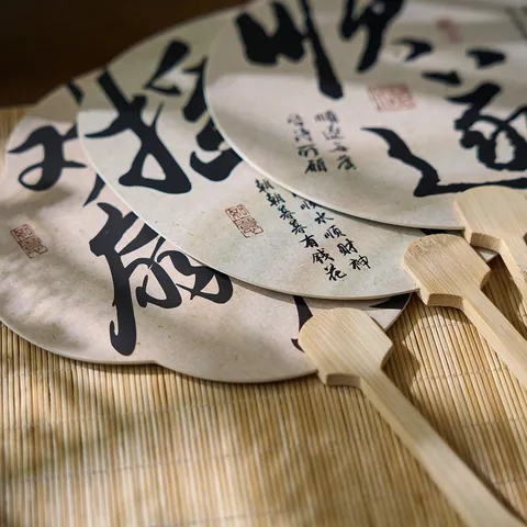 Neuer Chinesischer Vintage Rundfächer Xuan-Papier Bambus Handfächer Mit Quaste Bedruckt Kalligraphie Für Urlaub Reisen Porträt Fotografie Requisiten Dekoration