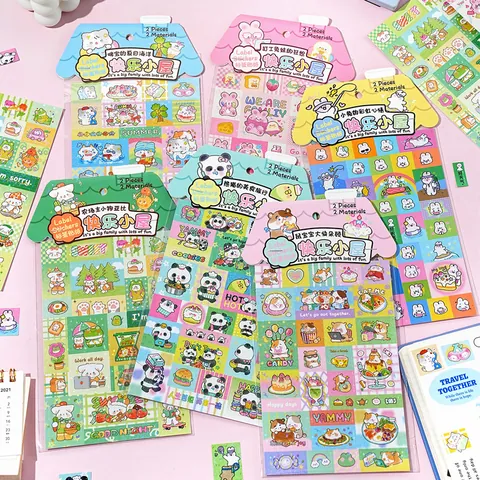 Cartoon Animal Stickers For Hand Account Notebook Decoration Cute Rabbit Panda Adhesive DIY Scrapbooking Supplies