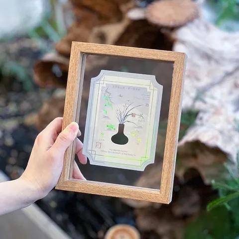 Neuer chinesischer Stil Holz Transparenter Fotorahmen Schreibtisch Dekoration Kreative Geschenkbox Zen Stil 7 Zoll Rahmen
