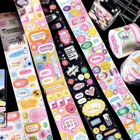 Korean Style Die-cut Washi Tape Holographic Washi Paper Decorative Stickers For Fandom Scrapbooking Card Decoration Tape