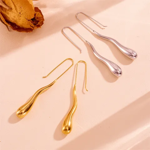 Vintage Titanium Staal Hanger Oorbellen Voor Vrouwen Geometrische Waterdruppel Hart Met Strass Kunstparel Sieraden