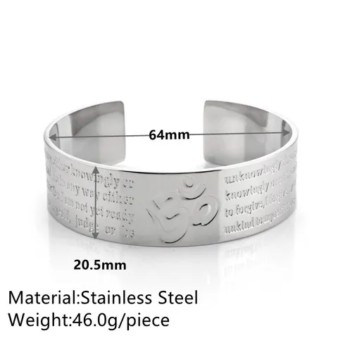 Mode Titanium Staal Open Manchet Armband Voor Vrouwen Mannen Gegraveerd Bijbelvers Kruis Om Symbool Spiegel Gepolijst Roestvrij Staal Brede Band Ring Religieuze Sieraden