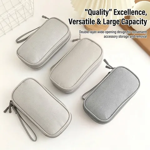 Travel Electronic Accessories Organizer Bag Oxford Cloth Digital Cable Storage Bag For Charger Earphone USB Cable Grey
