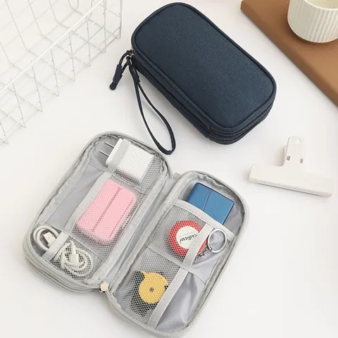 Travel Electronic Accessories Organizer Bag Oxford Cloth Digital Cable Storage Bag For Charger Earphone USB Cable Grey