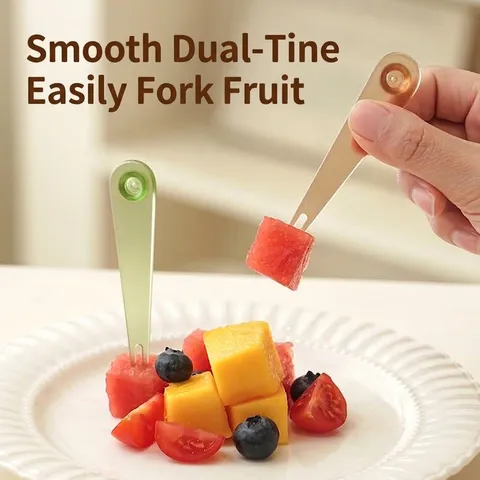 304 Stainless Steel Dual-Purpose Watermelon Spoon Fruit Fork With Cute Bear Handle Portable Dessert Ice Cream Spoon Kitchen Tableware