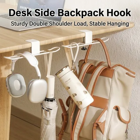 Adjustable Desk Side Bag Hook No Punching School Student Table Backpack Hanger Carbon Steel Multi-Functional Storage Hook