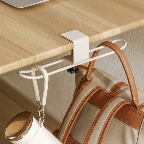 Adjustable Desk Side Bag Hook No Punching School Student Table Backpack Hanger Carbon Steel Multi-Functional Storage Hook