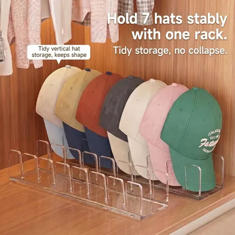 Clear Acrylic Baseball Cap Organizer Wardrobe Hat Storage Rack Desktop Display Stand Transparent Cap Holder Modern Minimalist Home