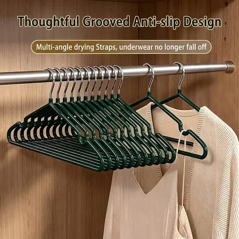 Stainless Steel Hangers Non-Slip PVC Coated Arc Shoulder Seamless Heavy Duty Metal Clothes Hangers For Coat Shirt Dress Pants