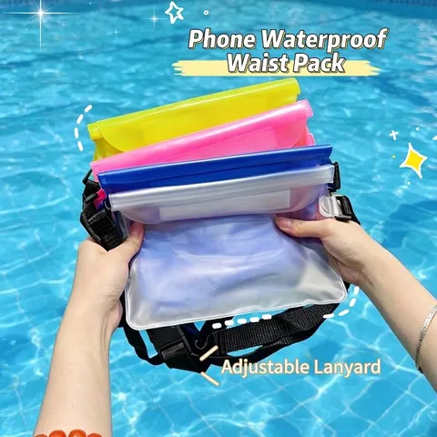 Waterproof Phone Waist Bag PVC Sensitive Touch Screen Dry Bag For Swimming Diving Floating Underwater Storage Pouch Adjustable Strap