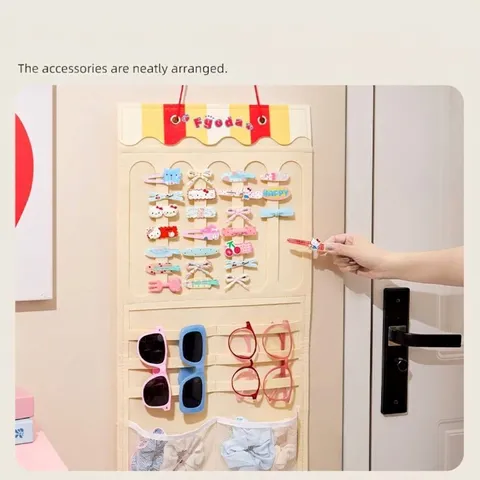 Organisateur d'Accessoires de Coiffure en Feutre Sac de Rangement Mural pour Pinces à Cheveux Bandeaux Porte Lunettes de Soleil Décoration Maison