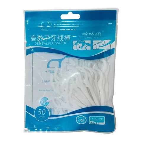 Portable Disposable Dental Floss Picks Polymer Super Fine Thread Oral Care Interdental Toothpick Oral Cleaning Tool White