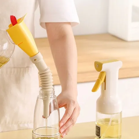 Detachable Silicone Kitchen Oil Funnel With Extendable Flex Tube Large Diameter Portable Household Transfer Funnel For Liquid Oil Wine